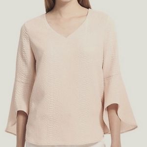 Calvin Klein Bell Sleeve Snakeskin Textured Blouse